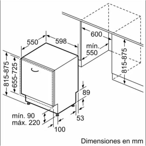 Kích thước máy rửa bát Siemens SN87TX02CE