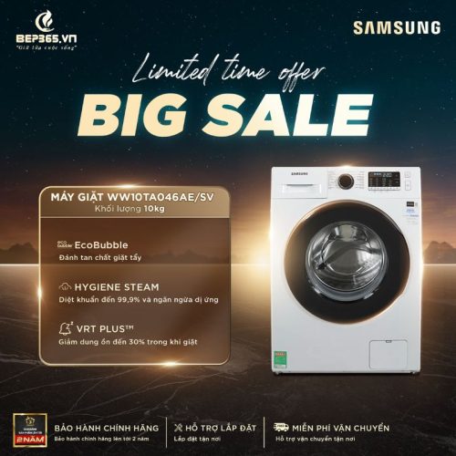 Big sale Máy Giặt Samsung Inverter 10 Kg WW10TA046AE / SV cửa trước