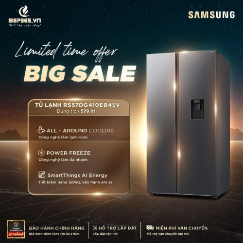 Big sale Tủ Lạnh 2 cánh side by side Inverter 578 Lít Samsung RS57DG410EB4SV