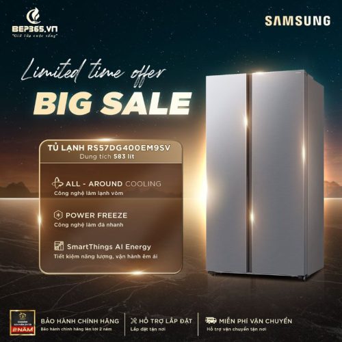 Big sale Tủ lạnh 2 cánh side by side Inverter 583 Lít Samsung RS57DG400EM9SV