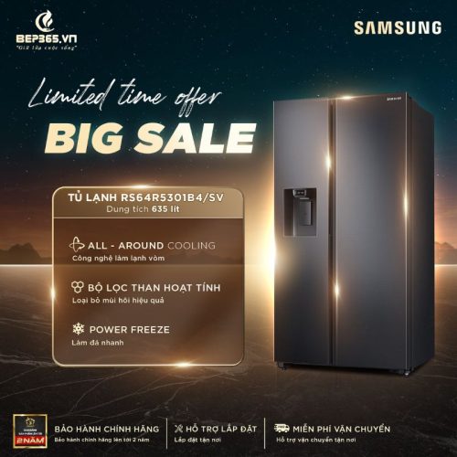 Big sale Tủ Lạnh 2 cánh side by side Inverter 635 Lít Samsung RS64R5301B4